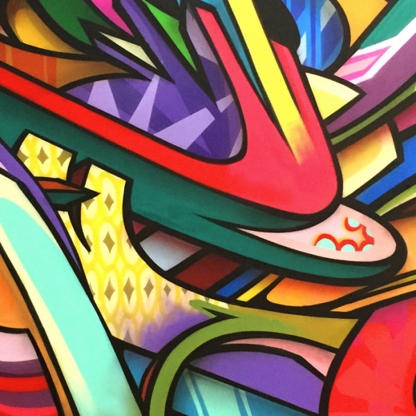 close up of painted abstract shapes by Apexer