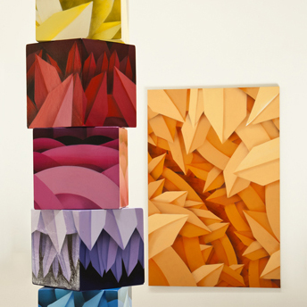 Stacked Cubes of crystalline canvas cubes by Apexer, San Francisco